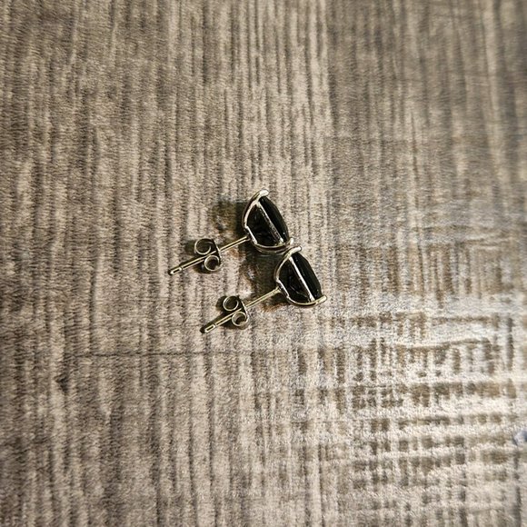 Black Cz Earrings 925 Sterling Silver 6MM Stud Earrings for Women - Picture 8 of 10